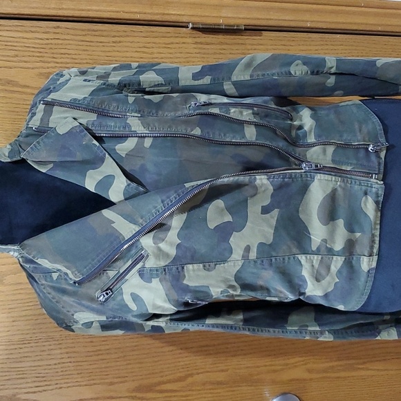 Blank NYC camouflage green moto jacket zip up lightweight - Picture 3 of 9